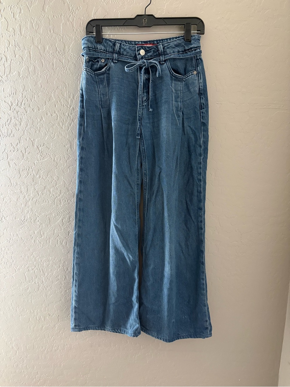 Lucky Brand Wide-Leg Jeans in Medium Blue with Drawstring